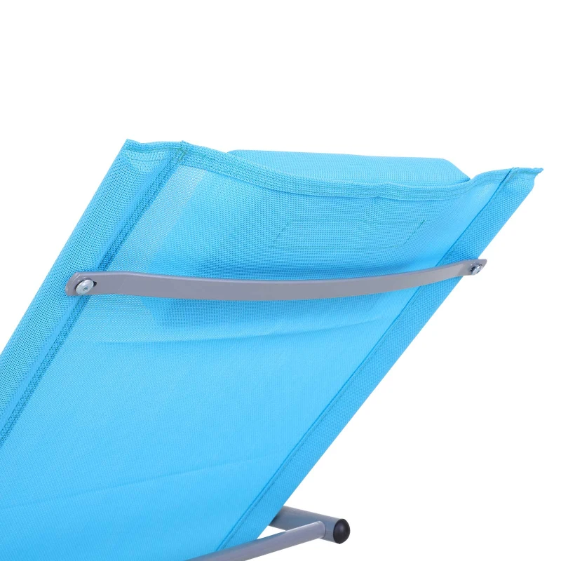 Outsunny Zero Gravity Rocking Chair Outdoor Chaise Lounge Chair Recliner Rocker with Detachable Pillow and Weather-Fighting Fabric for Patio, Deck, Pool, Light Blue