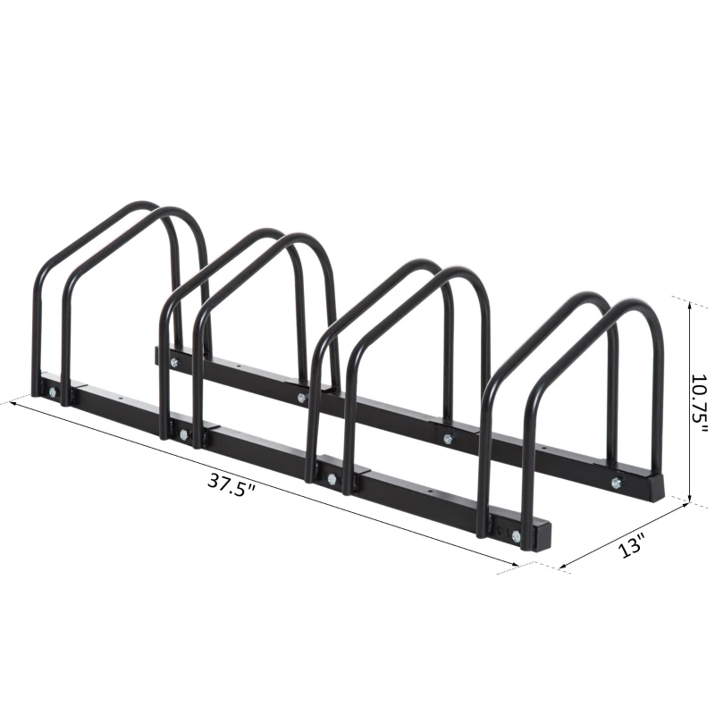 HOMCOM Bike Stand Parking Rack Floor or Wall Mount Bicycle Cycle Storage Locking Stand (4 Racks, Black)