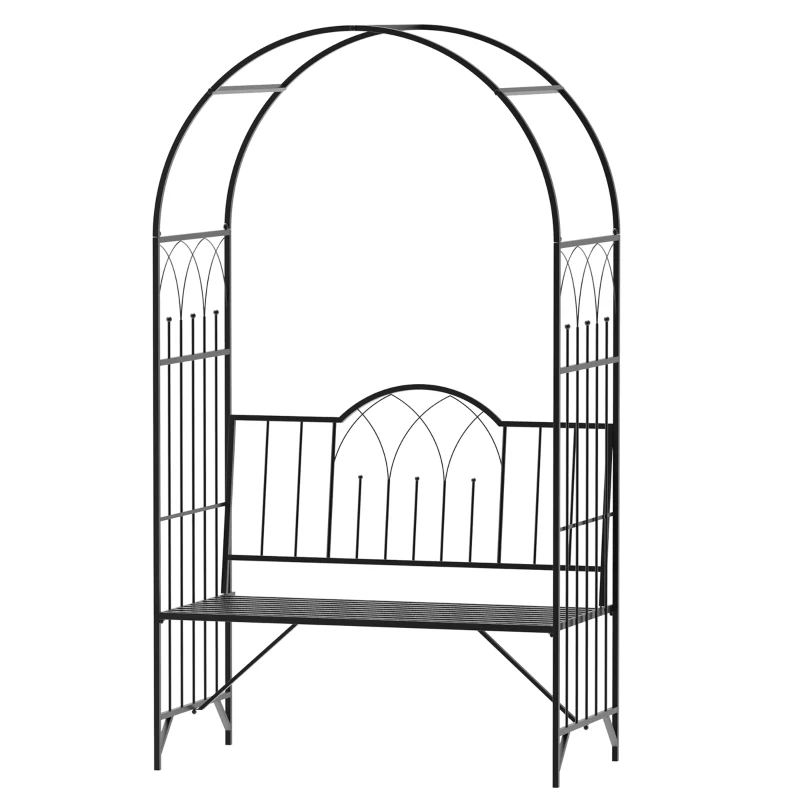 Outsunny 43" Garden Arbor Bench Trellis for Vines Climbing Plant Outdoor Decor Arch- Black