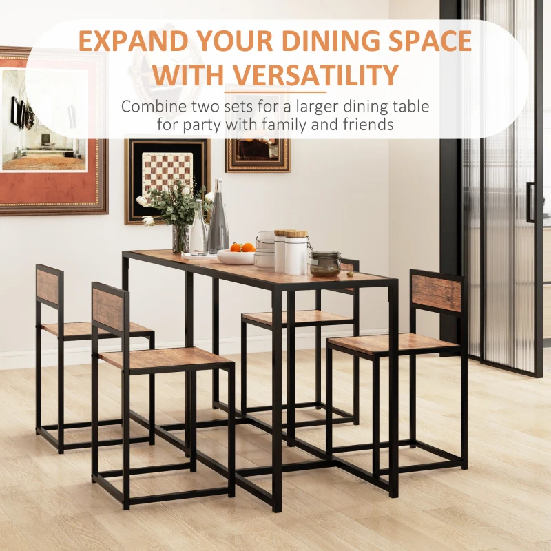 HOMCOM 3-Piece Industrial Dining Table Set for 2, Kitchen Table and Chairs, Dining Room Sets for Small Spaces, Rustic Brown