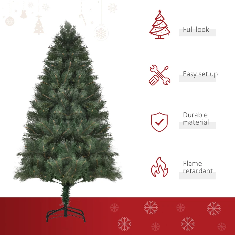 HOMCOM 5FT Artificial Pop-Up Christmas Tree Holiday Home Decoration, Green for Party