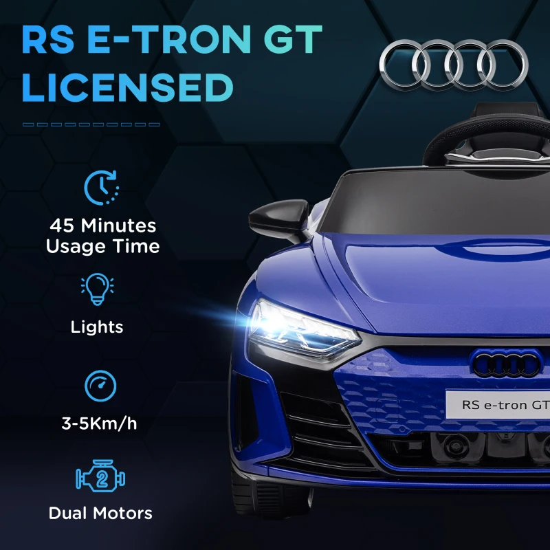Aosom 12V Licensed Audi RS E-tron GT Kids Ride on Car with Remote Control, Suspension, Horn, Music, Lights, Dark Blue
