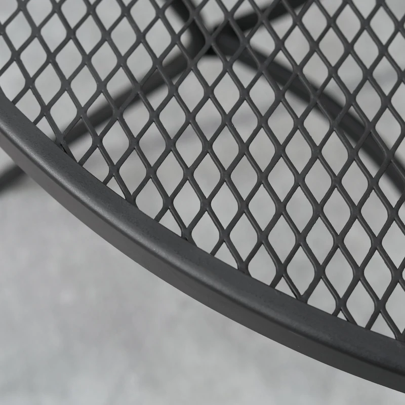 Outsunny 35" Round Outdoor Patio Bistro Dining Table, French Cafe Style, Conversation Space, Fast Drying Metal Mesh Tabletop for Garden, Backyard, Poolside, Black