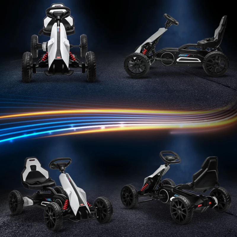 Aosom 12V Electric Go Kart for Kids w/ Adjustable Speed, White
