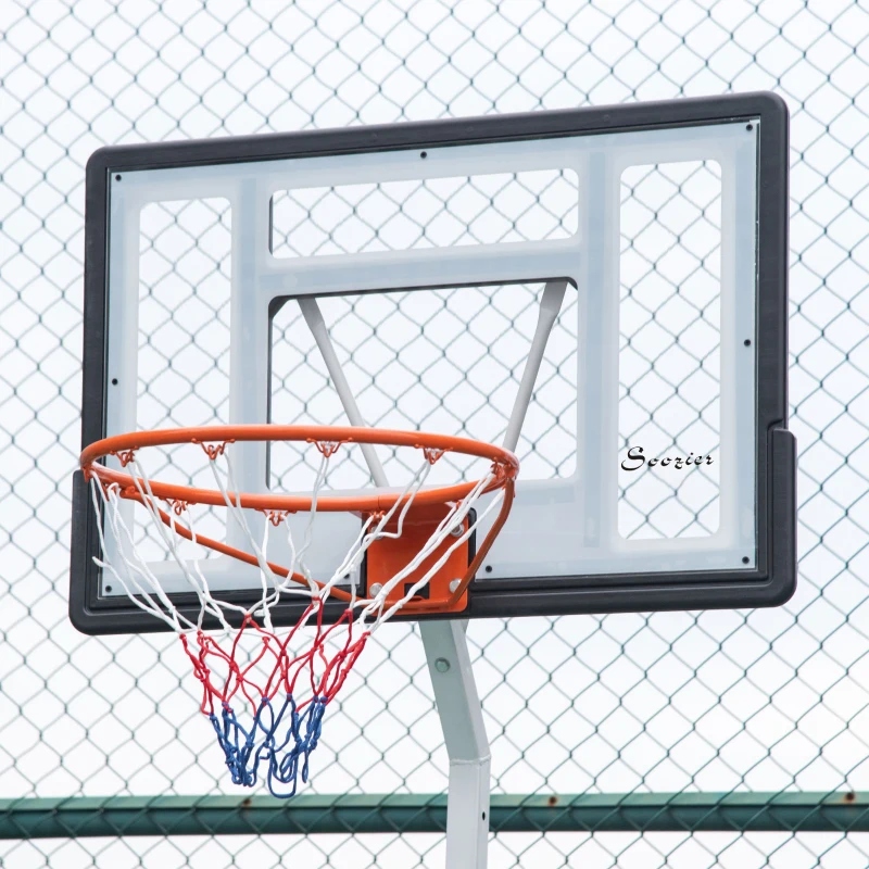 Soozier Portable Basketball Hoop, 7ft-8.5ft Height Adjustable Basketball System with Wheels & 32.3" Backboard for Youth Junior