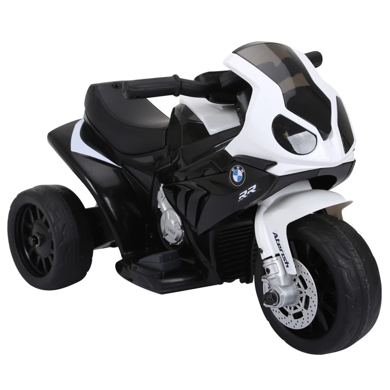 Aosom Kids Motorcycle, 6V Battery Powered Toddler Motorcycle with Headlight, Music, 3 Wheels Electric Motorcycle for Kids, Licensed BMW, Gift for Boys & Girls -Black