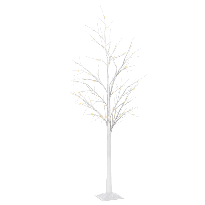Outsunny 5FT Garden Birch Tree Light with 58 Warm LEDs and 8 Light Modes, DIY Artificial Tree Lamp for Outdoor and Indoor Birthday Wedding Party
