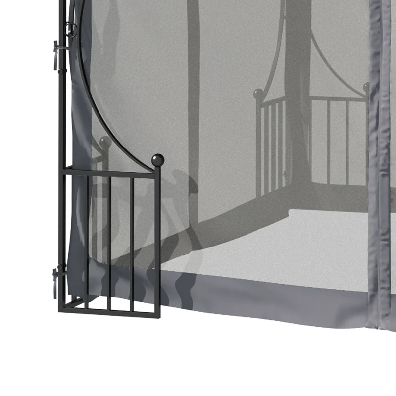 Outsunny 10' x 10' Patio Gazebo, Double Roof Outdoor Gazebo Canopy Shelter with Netting, Steel Corner Frame for Garden, Lawn, Backyard and Deck, Dark Gray