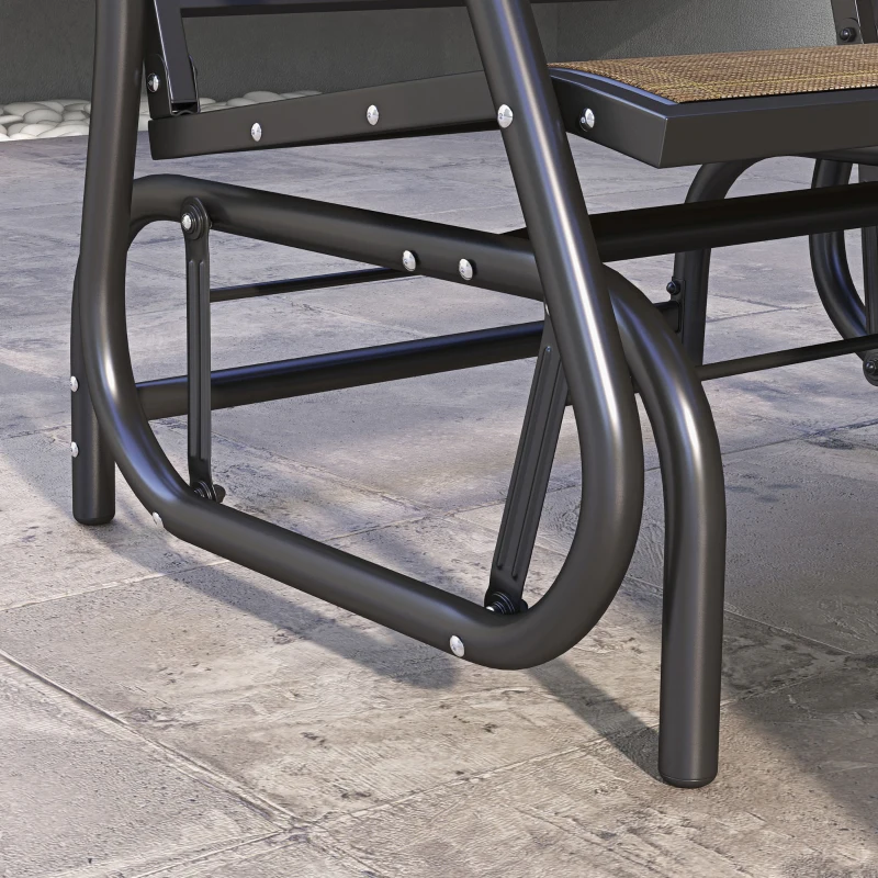 Outsunny Outdoor Glider Chair, Steel Swing Chai with Curved Armrests for Porch, Garden, Poolside, Balcony, Brown