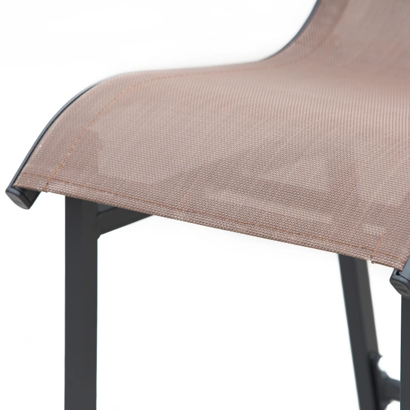 Outsunny 3Pcs Patio Bar Set, Outdoor Bistro Set with 2 Bar Stools and 1 Tempered Glass Bar Table, Dining Chat Set, Brown