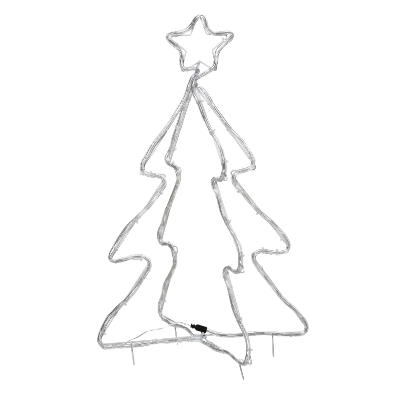 Outsunny 30" Outdoor LED Christmas Tree Rope Lights, LED Outdoor Christmas Decoration with Ground Stakes, Warm White