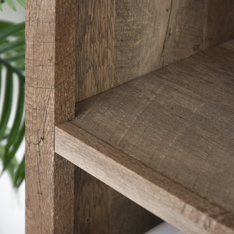 HOMCOM 71" Bookcase Storage Hutch Cabinet with Adjustable Shelves and Glass Doors for Home Office, Kitchen, Living Room, Natural Wood