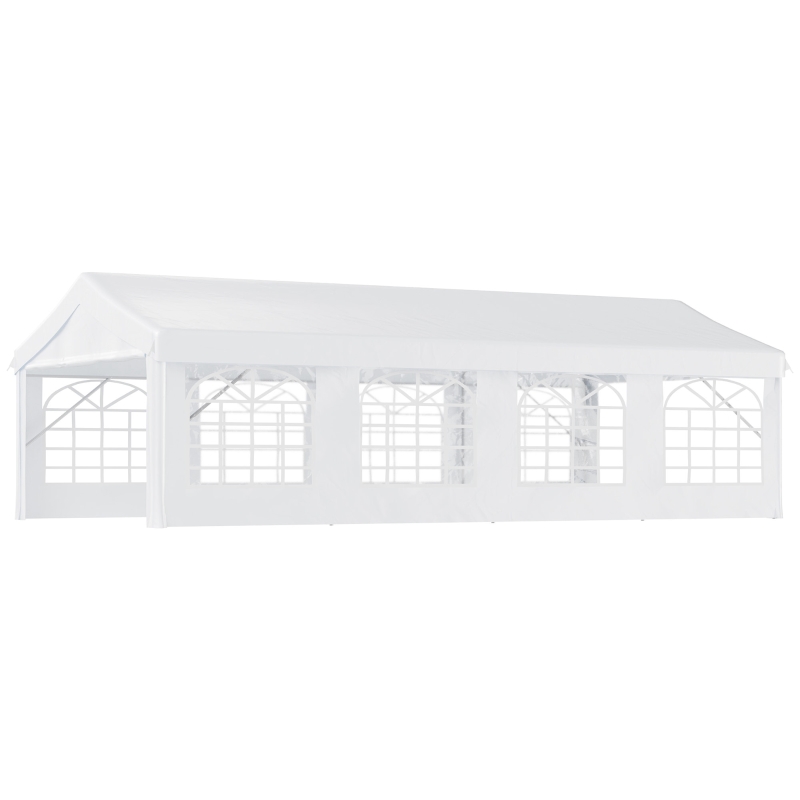 Outsunny 13 x 26 ft Heavy Duty Party Tent Outdoor Gazebo Wedding Tent Event Shelter Carport BBQ with Removable Sidewalls & Windows, Outside Waterproof Canopy for Parties, White