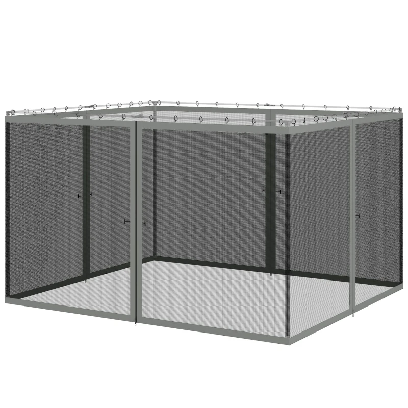 Outsunny Replacement Mosquito Netting for Gazebo 10' x 12' Black Screen Walls for Canopy with Zippers, Dark Grey