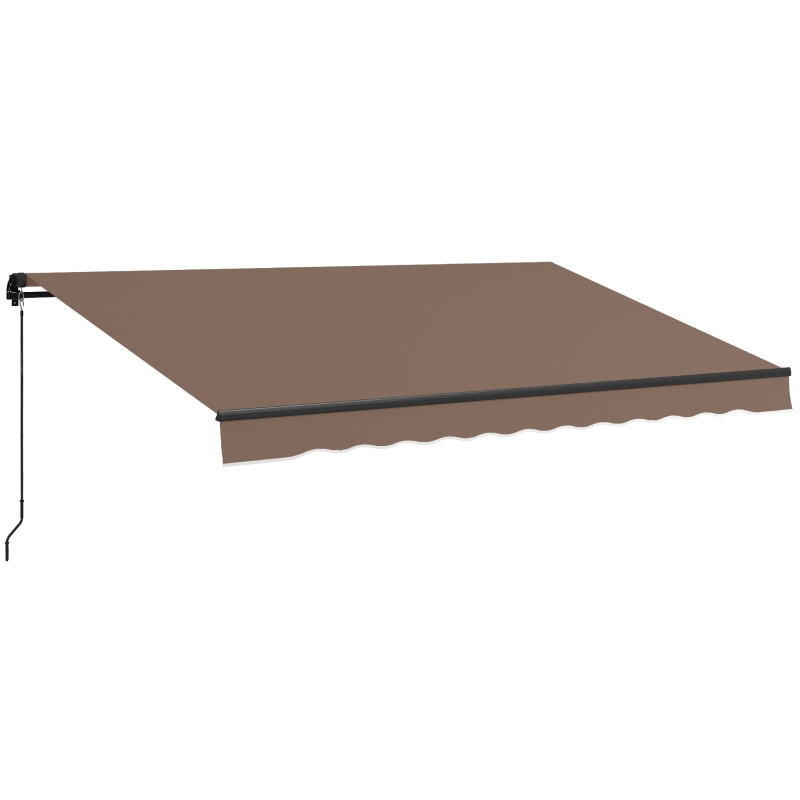 Outsunny 13' x 10' Retractable Awning, 280gsm UV Resistant Sunshade Shelter for Deck, Balcony, Yard, Coffee(m-11)