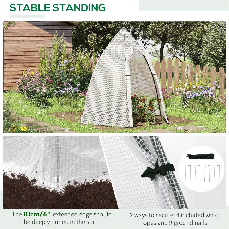 Outsunny 63" x 54" x 71" Tent-Style Mini Greenhouse, Portable Hot House for Plants with Zipper Roll Up Door and Window for Outdoor, Garden, Patio, White