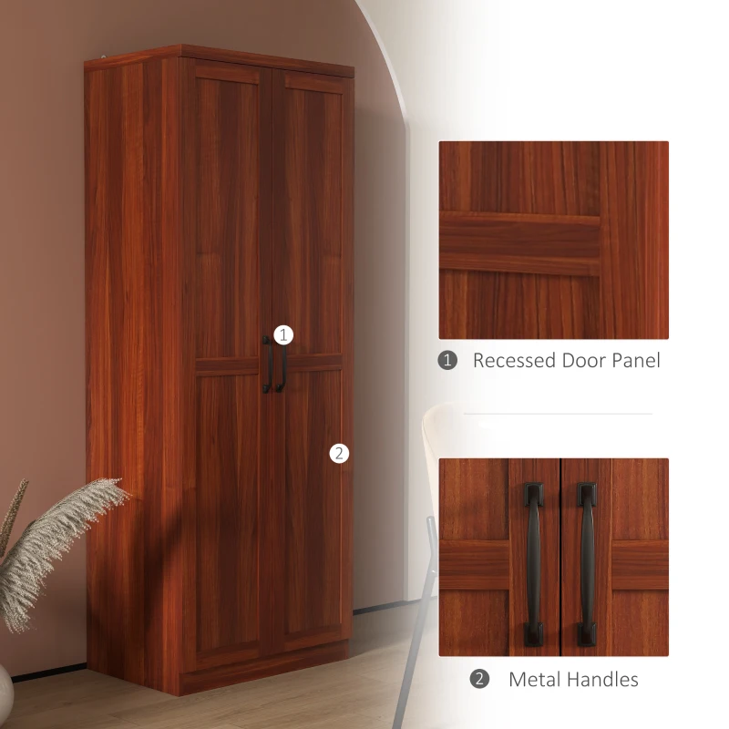 HOMCOM 63" Kitchen Pantry Storage Cabinet with Doors and Shelves, Tall Kitchen Cabinet with 2 Doors and 5-tier Shelving