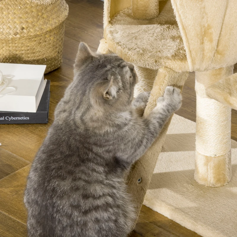 PawHut 37.8” Cat Activity Tree Tower Center Scratching Pet Furniture Brown
