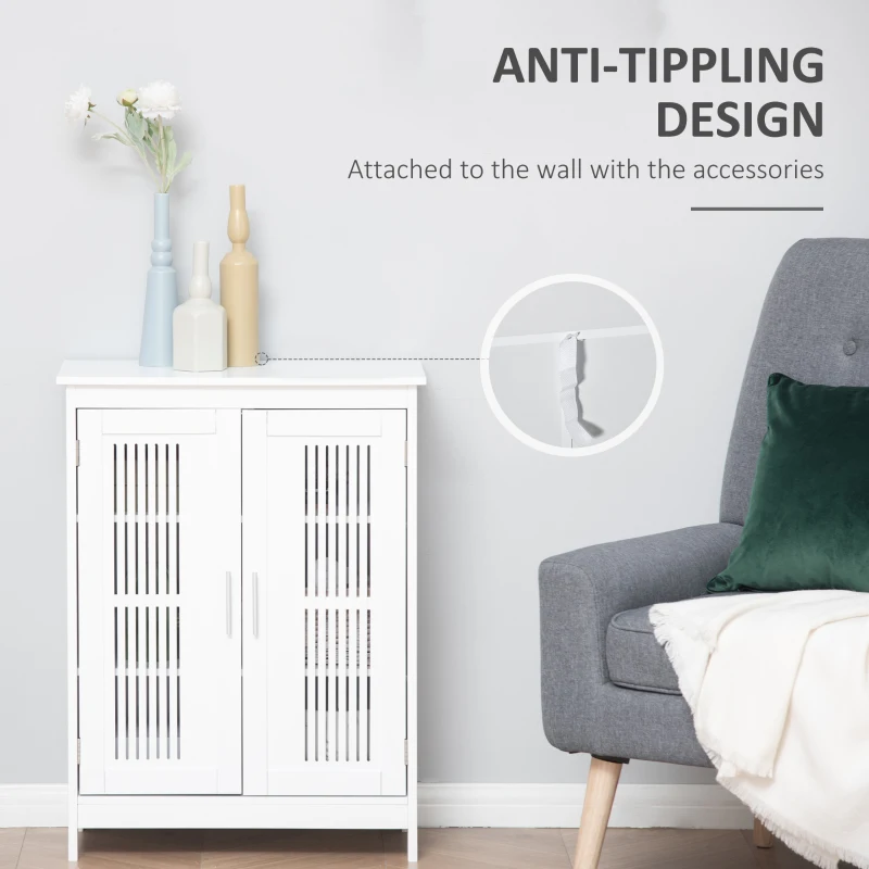 kleankin Modern Bathroom Floor Cabinet, Free Standing Linen Cabinet, Storage Cupboard with 3 Tier Shelves, White