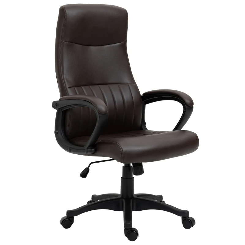 Vinsetto High Back Office Chair Swivel Executive PVC Leather Ergonomic Chair, Adjustable Height, Brown