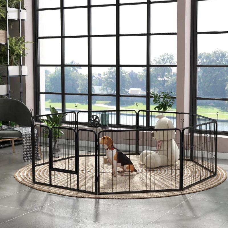 PawHut 8 Panel Heavy Duty Dog Playpen 23.5" Height for Small Medium Dogs