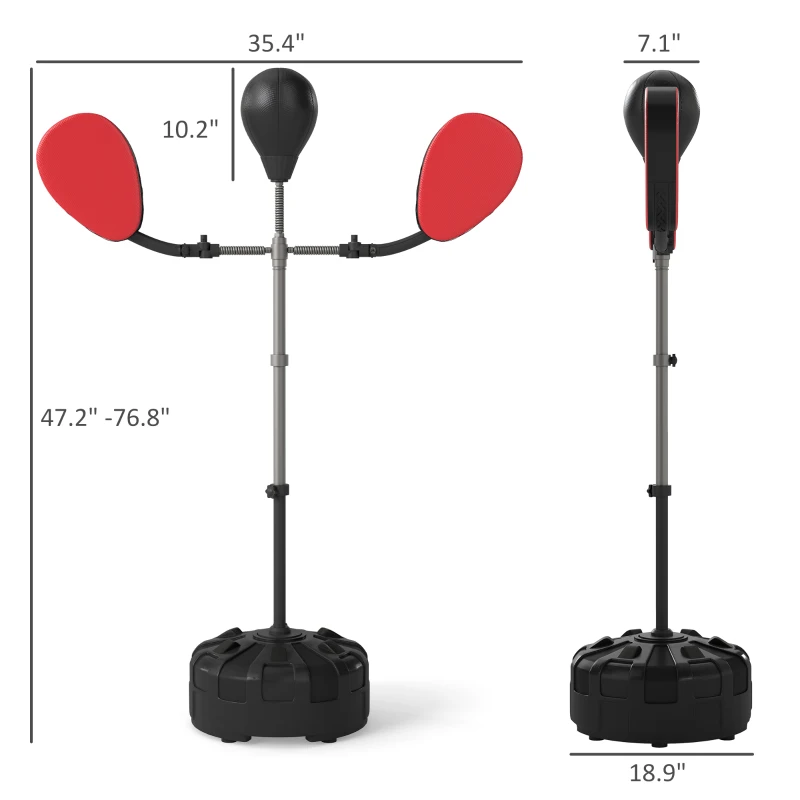Soozier Boxing Bag with Stand, Adjustable Height Punching Speed Bag with 2 Target Arms, for Training, Exercise, Black