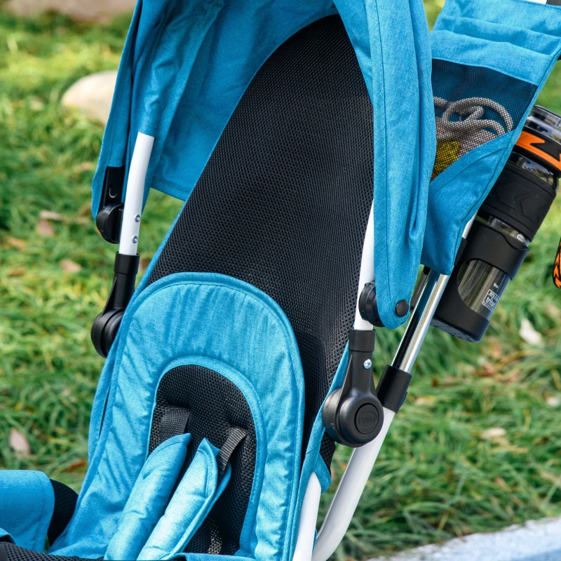 Qaba 6 in 1 Tricycle for Toddler 1-5 Years with Parent-Push Handle, Blue