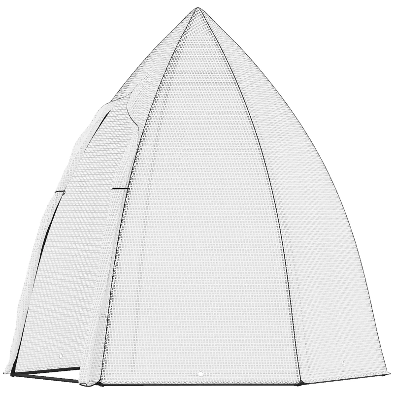 Outsunny 63" x 54" x 71" Tent-Style Mini Greenhouse, Portable Hot House for Plants with Zipper Roll Up Door and Window for Outdoor, Garden, Patio, White