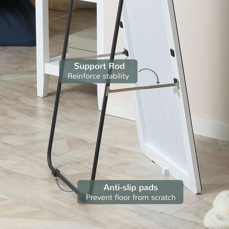 HOMCOM 63"x18" Full Length Mirror, Floor Standing, Wall-Mounted or Leaning Against Wall Tall Mirror w/Support Frame, Rectangular Full Body Mirror for Bedroom, Living Room, Silver