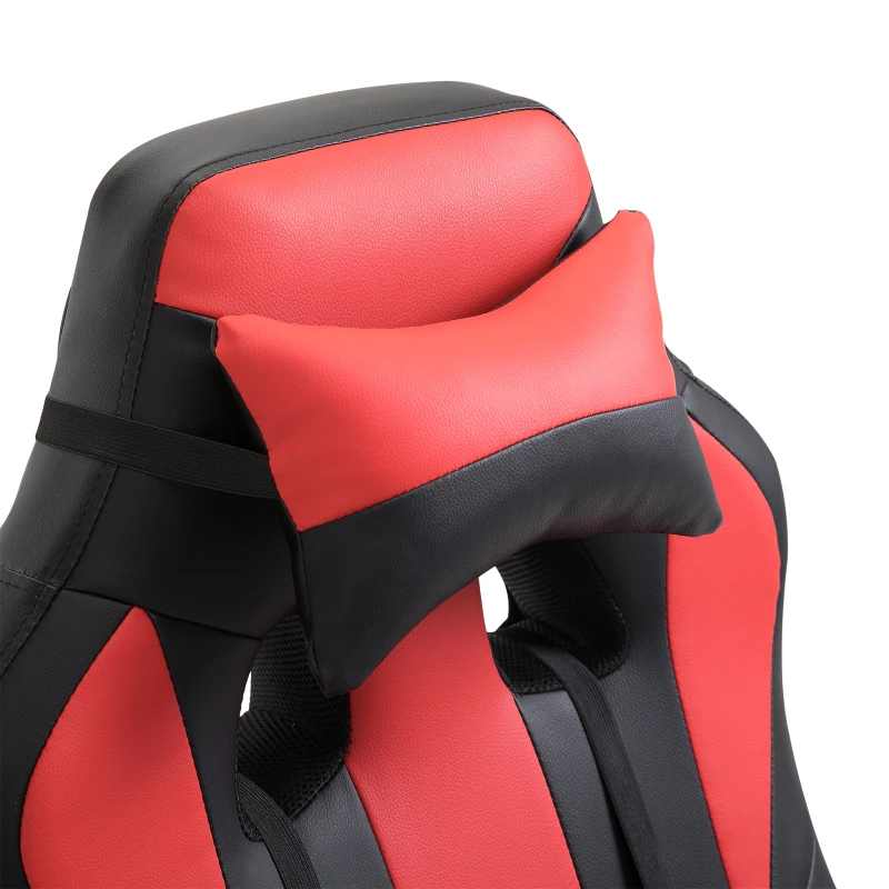 Vinsetto Office Chair High Back Racing Style Gaming Chair Adjustable PU Leather Swivel Computer Task Seat with Lumbar Support and Pillow Red