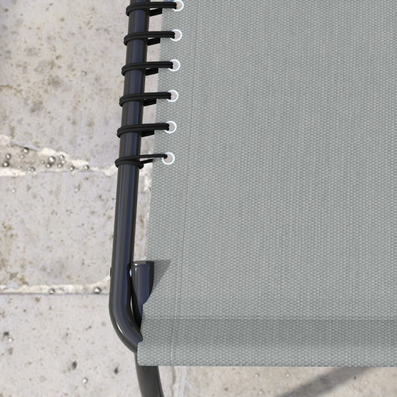 Outsunny Folding Lounge Chair, Adjustable Chaise Lounge with Headrest, Reclining Lounger Cot for Camping, Hiking, Light Grey