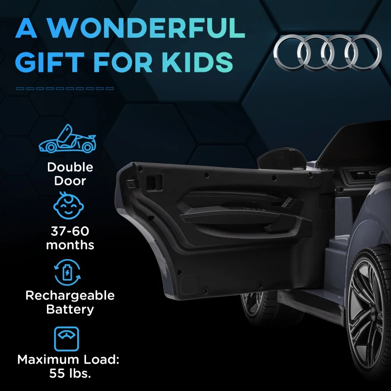 Aosom 12V Licensed Audi RS E-tron GT Kids Ride on Car with Remote Control, Suspension, Horn, Music, Lights, Gray