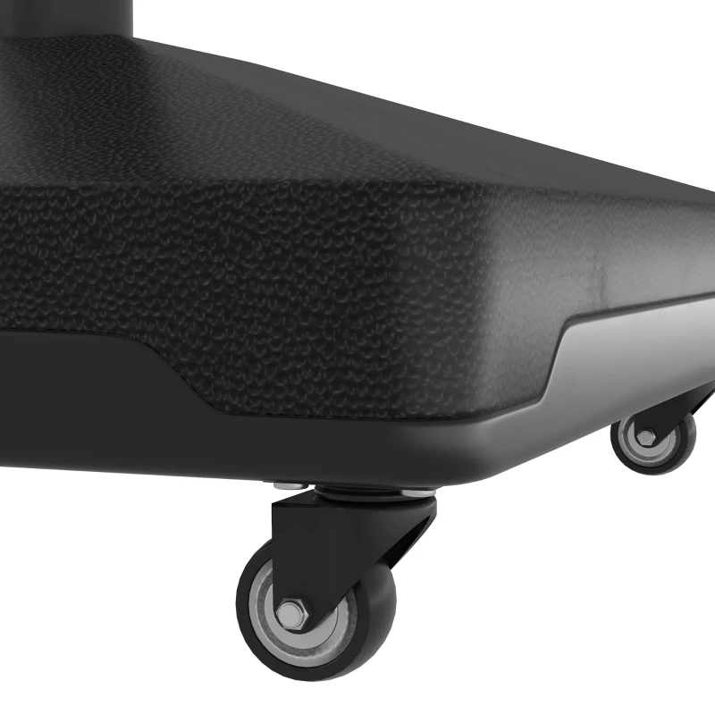 Outsunny Umbrella Base with Wheels, Fillable Base Holder with Steel Pole, Parasol Stand for Patio, Outdoor, Backyard, Black