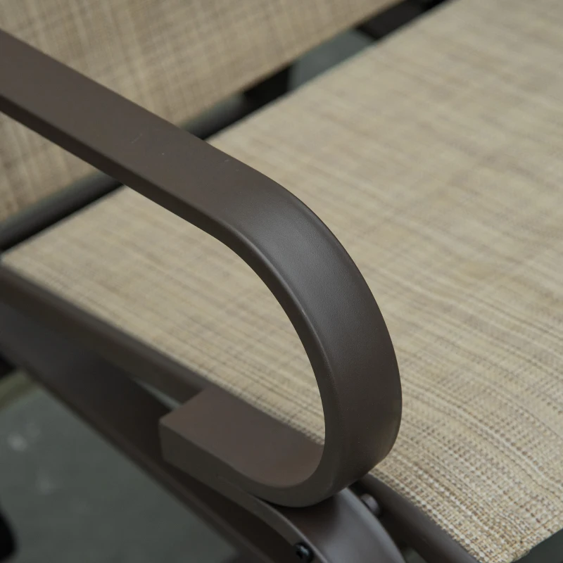 Outsunny Gliding Lounger Chair, Single Rocker with Lightweight Metal & Mesh Construction, Tan(m-8)
