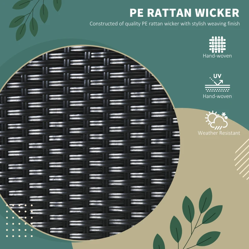 Outsunny 4 PE Rattan Outdoor Dining Chairs with Cushions, Patio Wicker Dining Chairs with Backrest, Black