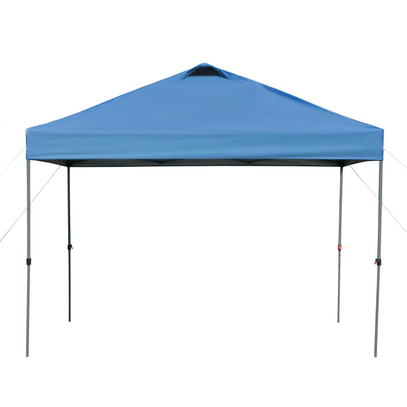 Outsunny 10' x 10' Pop Up Canopy Tent, Instant Sun Shelter with 3-Level Adjustable Height, Top Vents and Wheeled Carry Bag for Outdoor, Garden, Patio, Blue