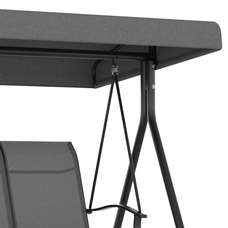 Outsunny 3 Seater Outdoor Swing Chair with Canopy, Metal Porch Swing Bench for Patio, Garden, Backyard, Lawn, Dark Grey