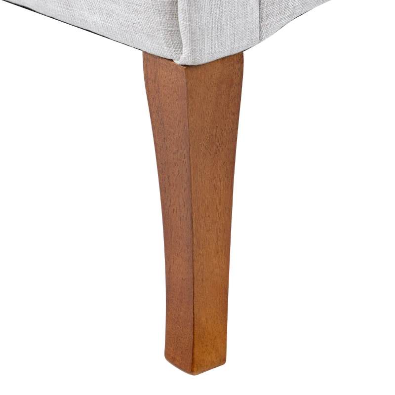 HOMCOM Traditional Style End of Bed Bench, Upholstered Entryway Bench with Button Tufted and Rounded Arm, Light Gray