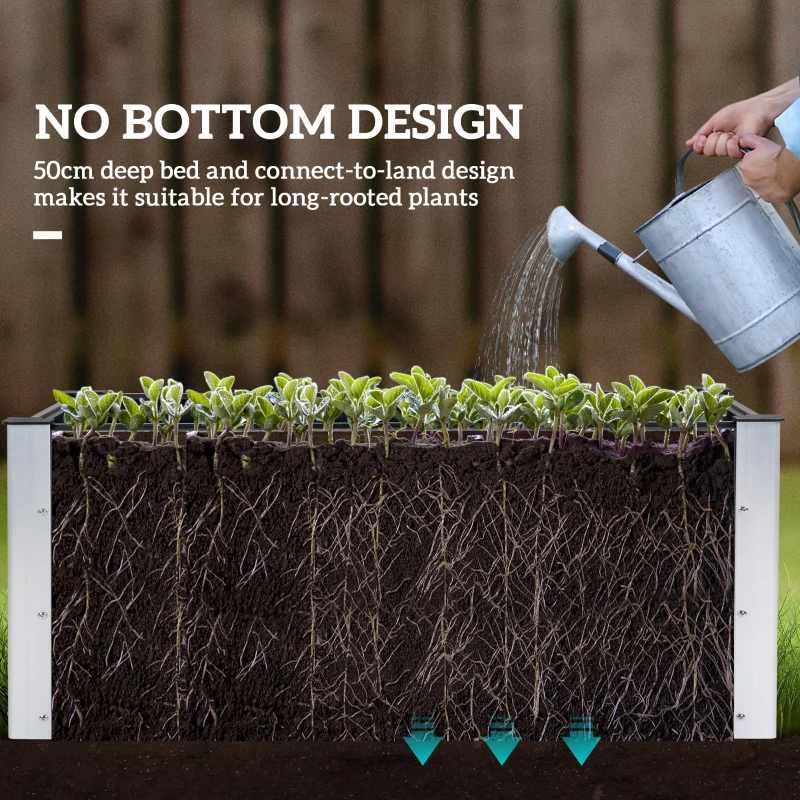 Outsunny 3' x 2' x 2' Raised Garden Bed, Wood Plastic Planter Box for Flowers, Vegetable, Herb, Grey