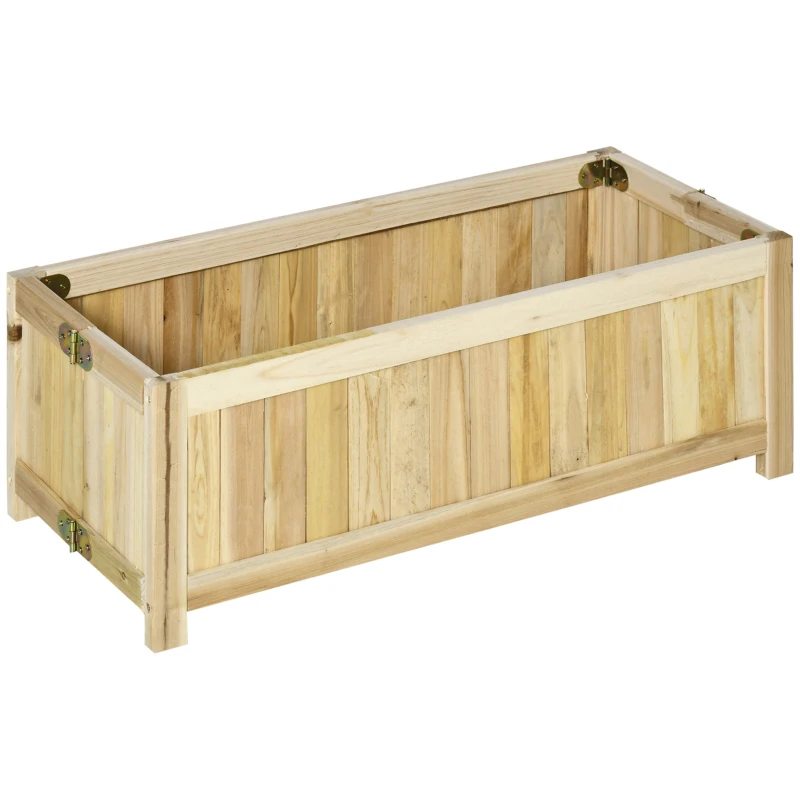 Outsunny Foldable Raised Garden Bed, Wooden Planter Box, Herb Garden Planter with Drainage Holes, for Backyard, Patio to Grow Vegetables, Herbs, and Flowers, 27.6" x 11.6" x 9.8"