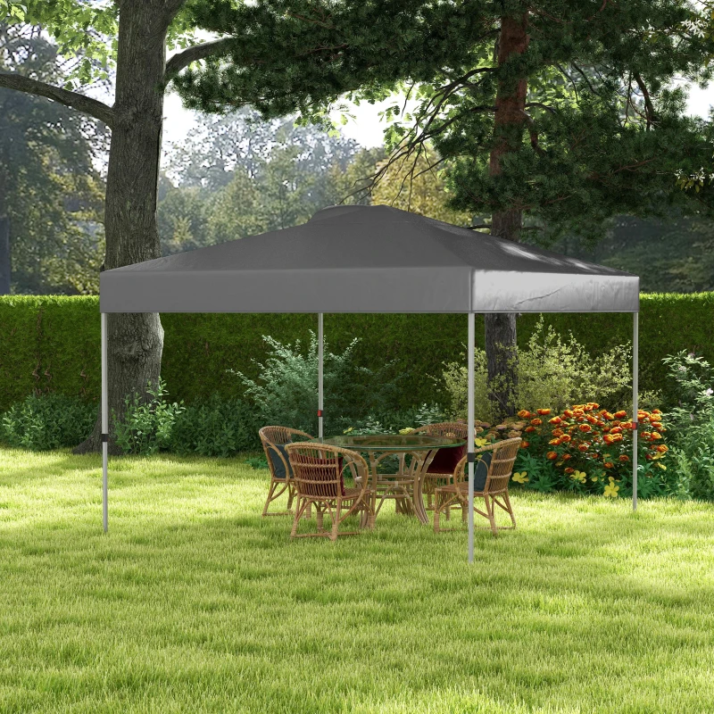 Outsunny 10' x 10' Outdoor Gazebo Pop Up Canopy Party Tent with Carrying Bag, Dark Gray
