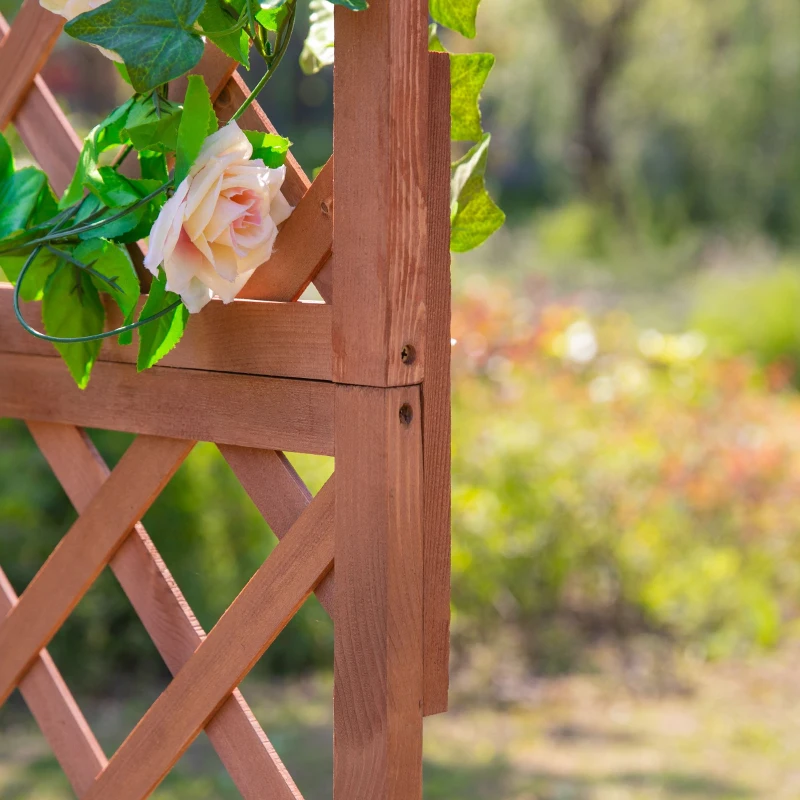 Outsunny Wooden Raised Garden Bed with Trellis, 59" Outdoor Planter Box with Drainage Holes, Planter Raised Bed for Climbing Vine Plants Flowers, Orange