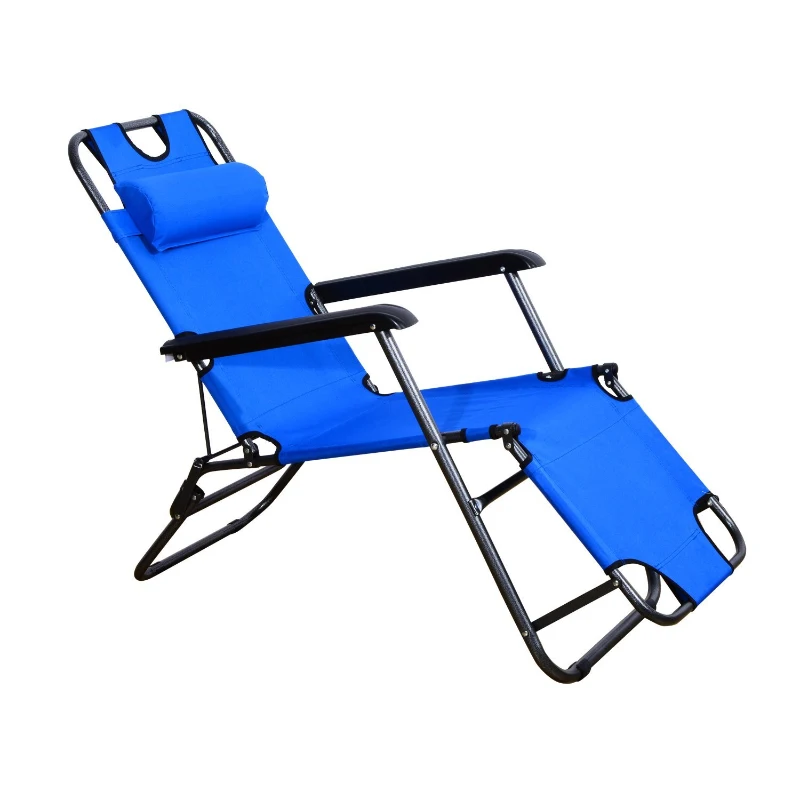 Outsunny Folding Lounge Chair Portable Chaise Sun Lounger Recliner Outdoor Blue