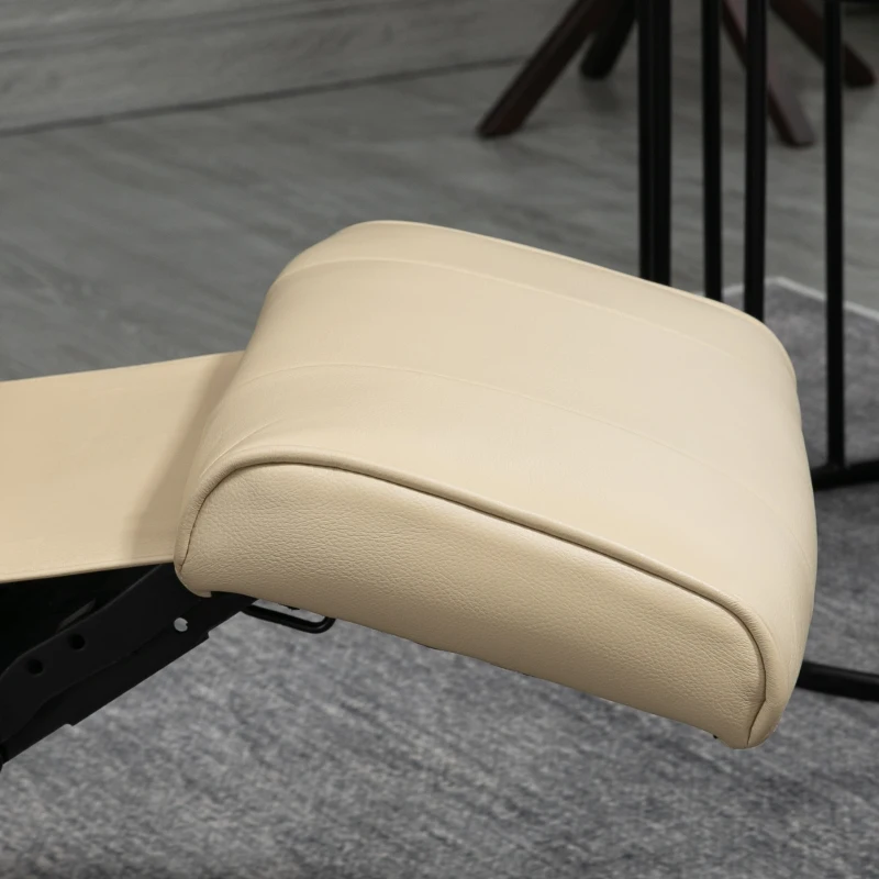 HOMCOM Faux Leather Manual Recliner, Adjustable Swivel Lounge Chair with Footrest, Armrest and Wrapped Wood Base for Living Room, Cream White(m-7)