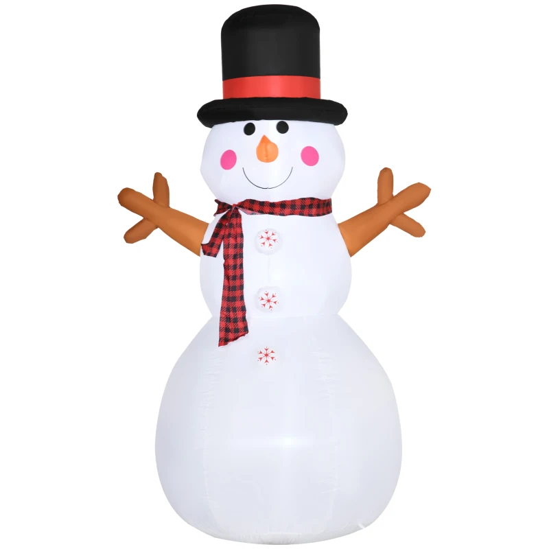 HOMCOM 6ft Tall Giant Outdoor Indoor Inflatable Snowman Christmas Decoration for Lawn with Hat Scarf LED Lights