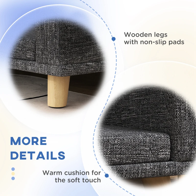 PawHut Dog Sofa for Large Dogs with Washable Cover, Anti-slip Foot Pads, Dark Grey