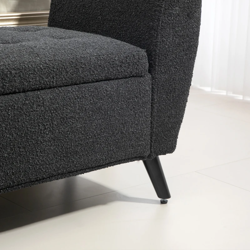 HOMCOM Upholstered Storage Bench with Arms, Modern Ottoman Bench for Bedroom, Entryway, and Living Room, Black