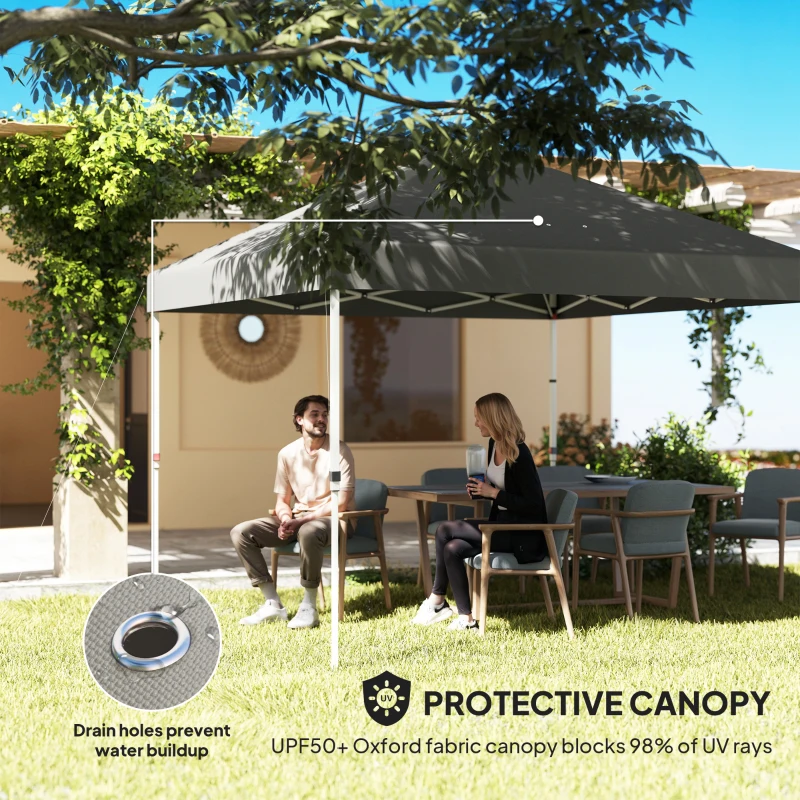 Outsunny 10' x 10' Pop Up Canopy Tent w/ Sidewall, UPF50+ Height Adjustable Instant Sun Shelter w/ Storage Pockets, Dark Gray