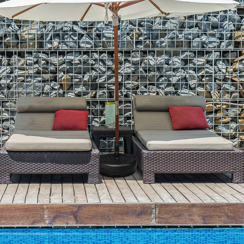 Outsunny Plastic Half Round Umbrella Base, Sand or Water Filled Half Patio Umbrella Stand Holder 40lb Water or 46lb Sand, Black