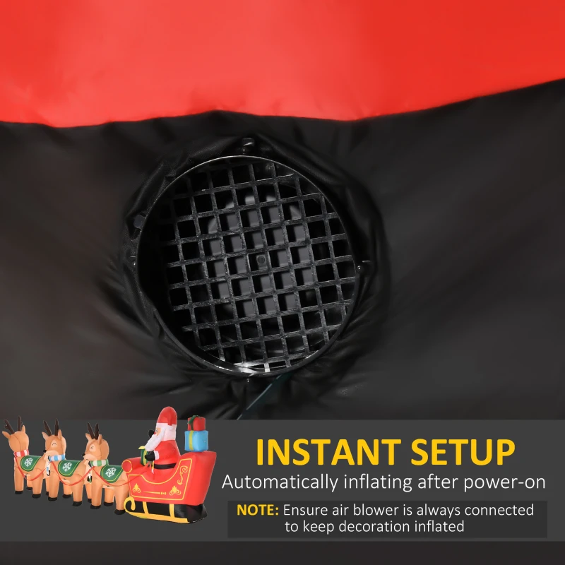 HOMCOM 10.5 ft Long Santa Claus on Sleigh with 3 Reindeer Lighted Christmas Inflatable, LED Outdoor Holiday Yard Blow Up Decoration